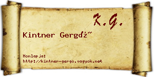Kintner Gergő névjegykártya